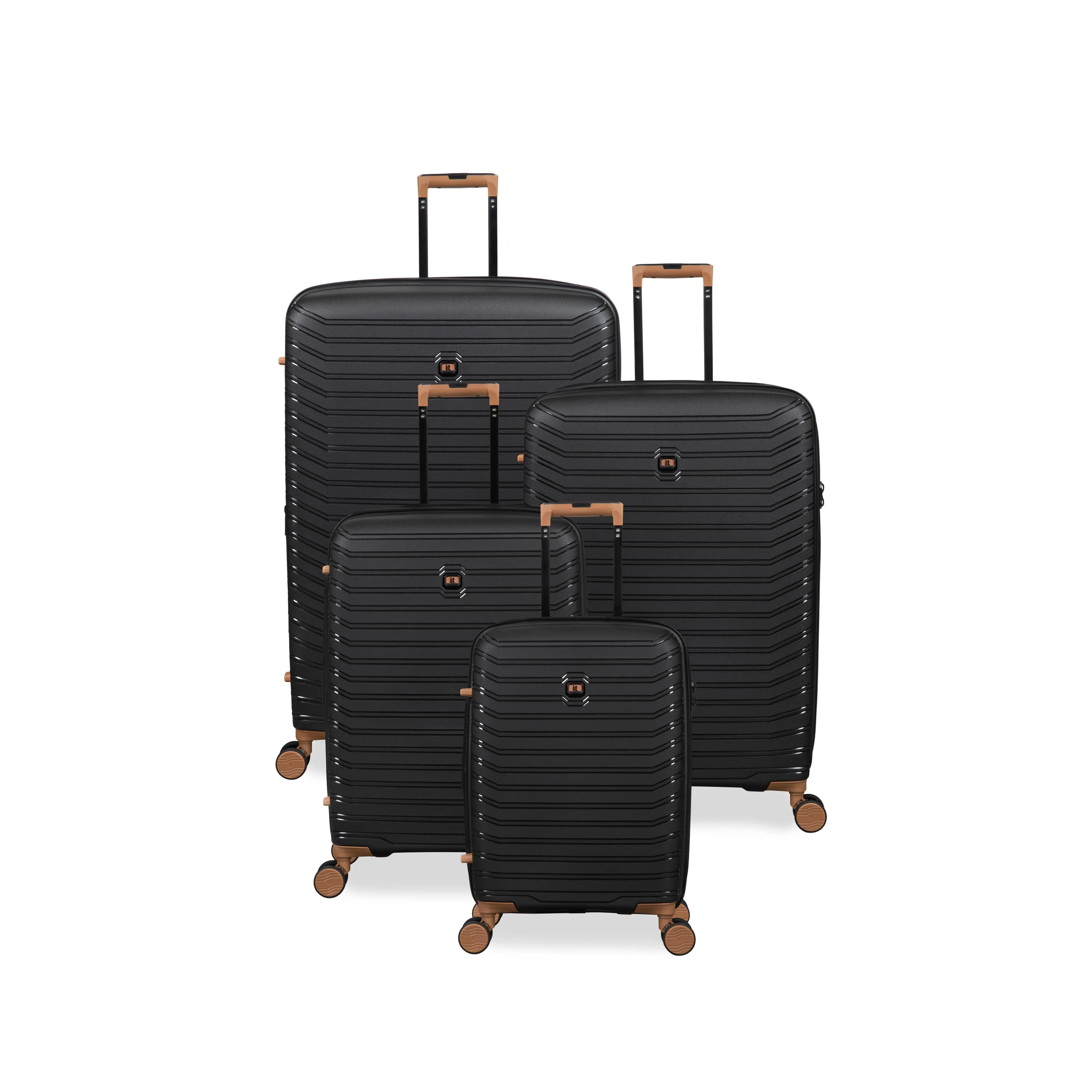 Continuous 4 Piece Hardside Expandable 8 Wheel Spinner Luggage Set (Black) - Image 3