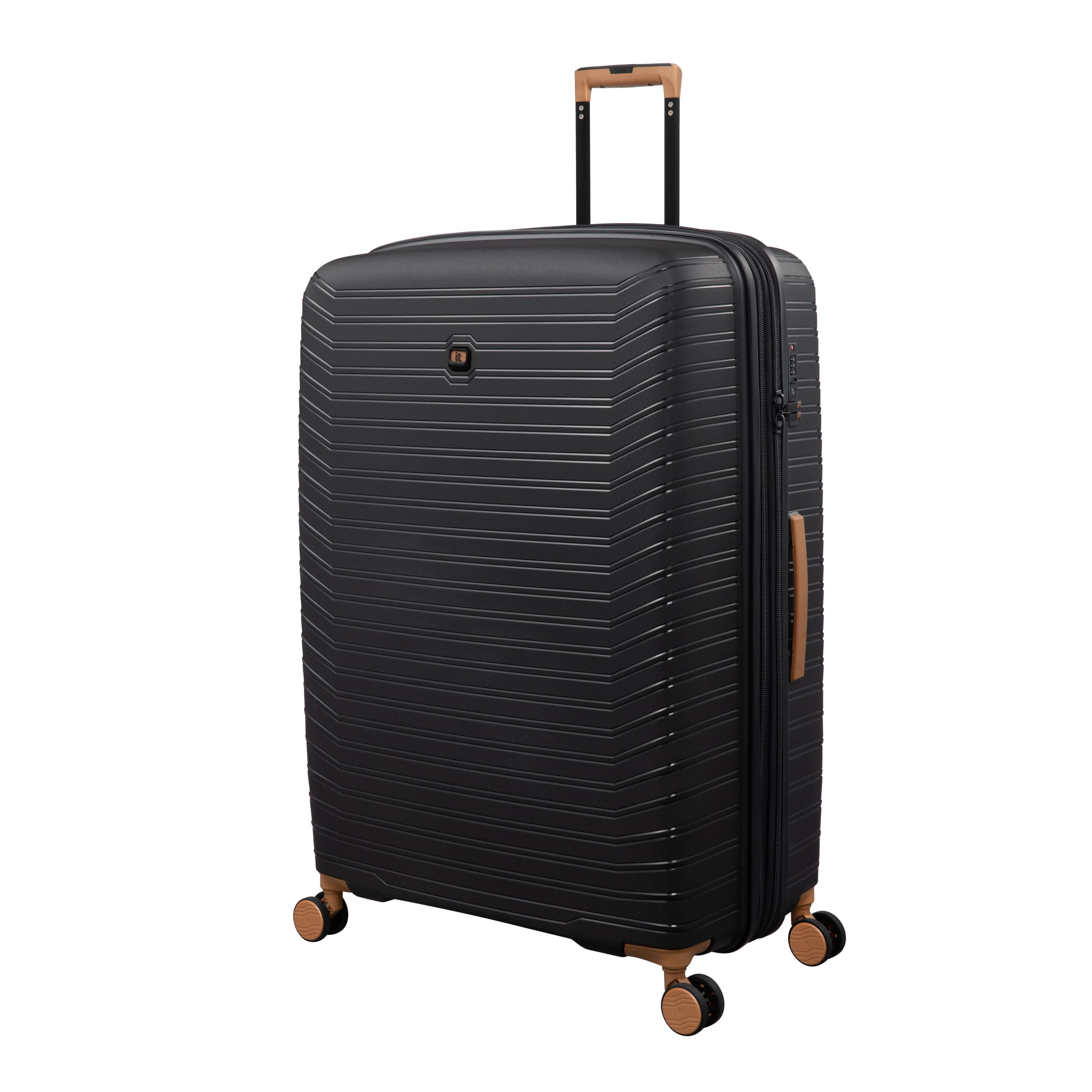 Continuous 4 Piece Hardside Expandable 8 Wheel Spinner Luggage Set (Black) - Image 4