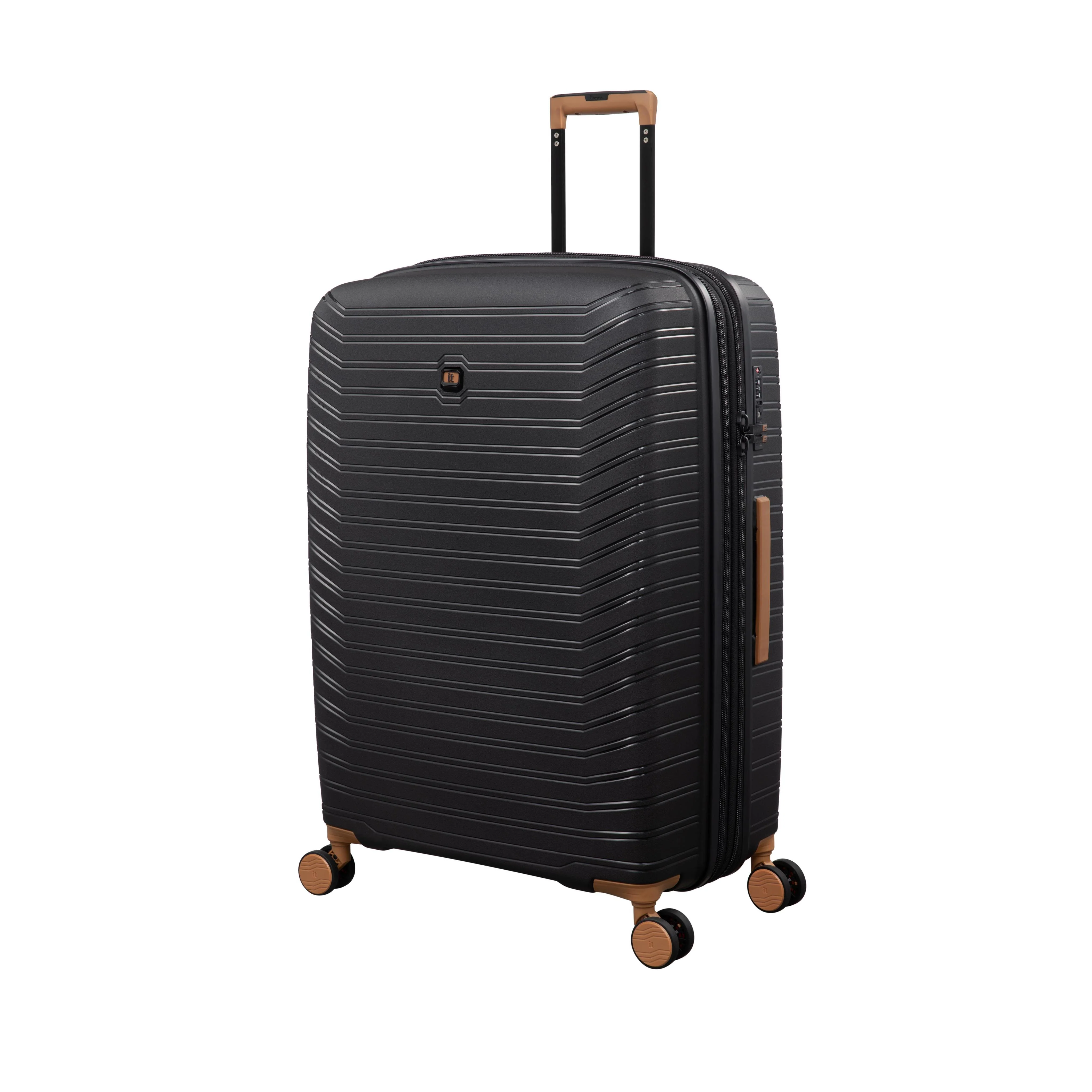 Continuous 4 Piece Hardside Expandable 8 Wheel Spinner Luggage Set (Black) - Image 5
