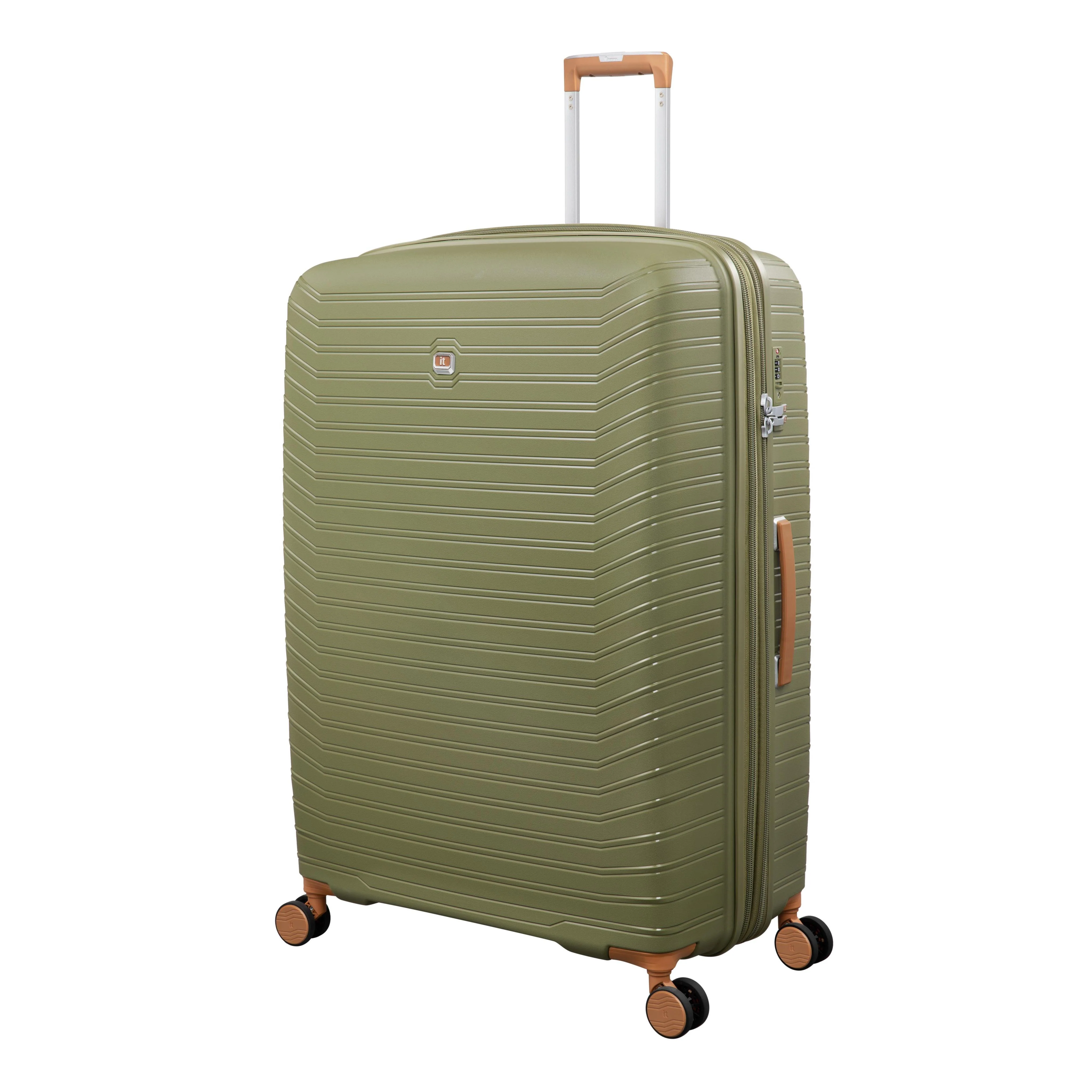 Continuous 4 Piece Hardside Expandable 8 Wheel Spinner Luggage Set (Olive Drab) - Image 4