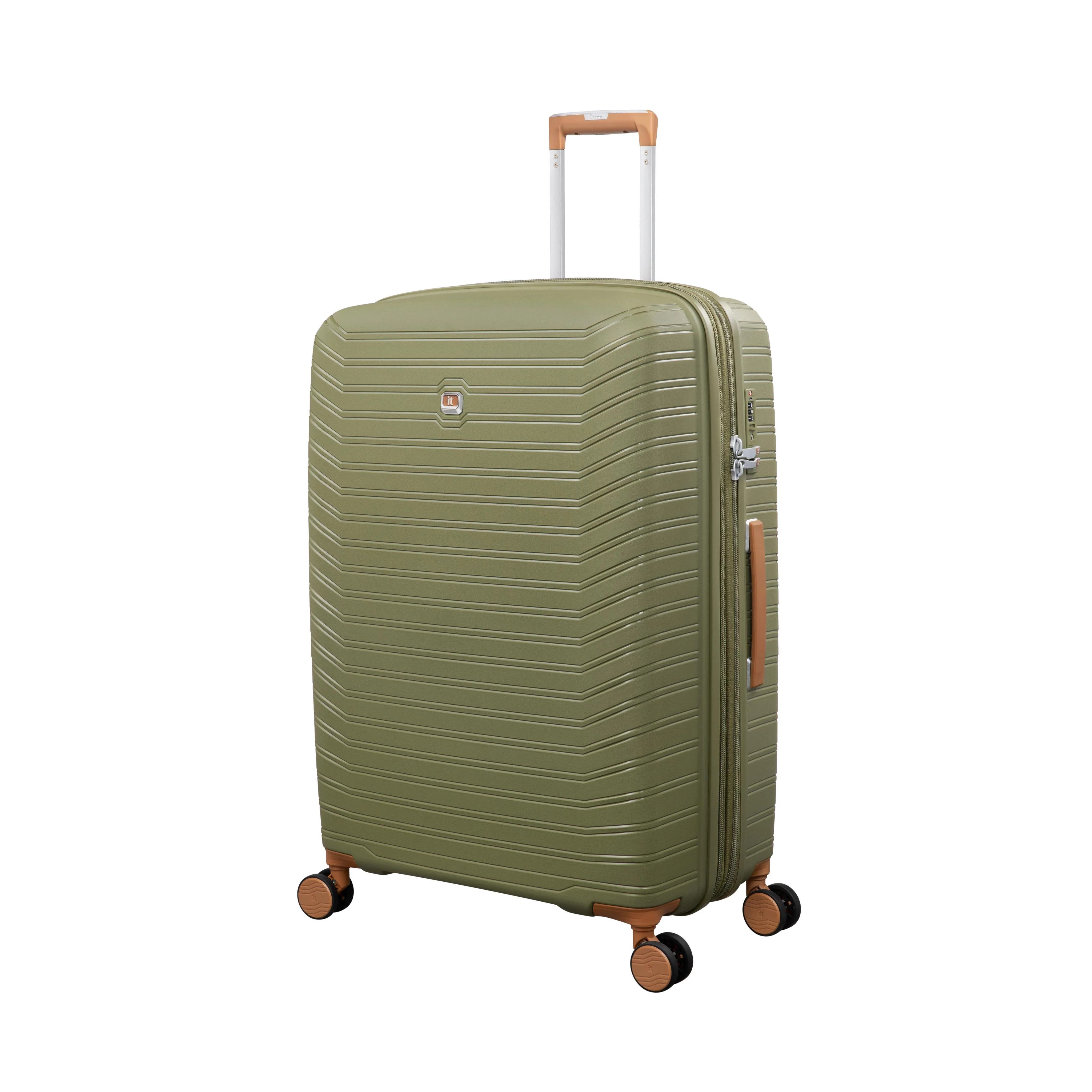 Continuous 4 Piece Hardside Expandable 8 Wheel Spinner Luggage Set (Olive Drab) - Image 5