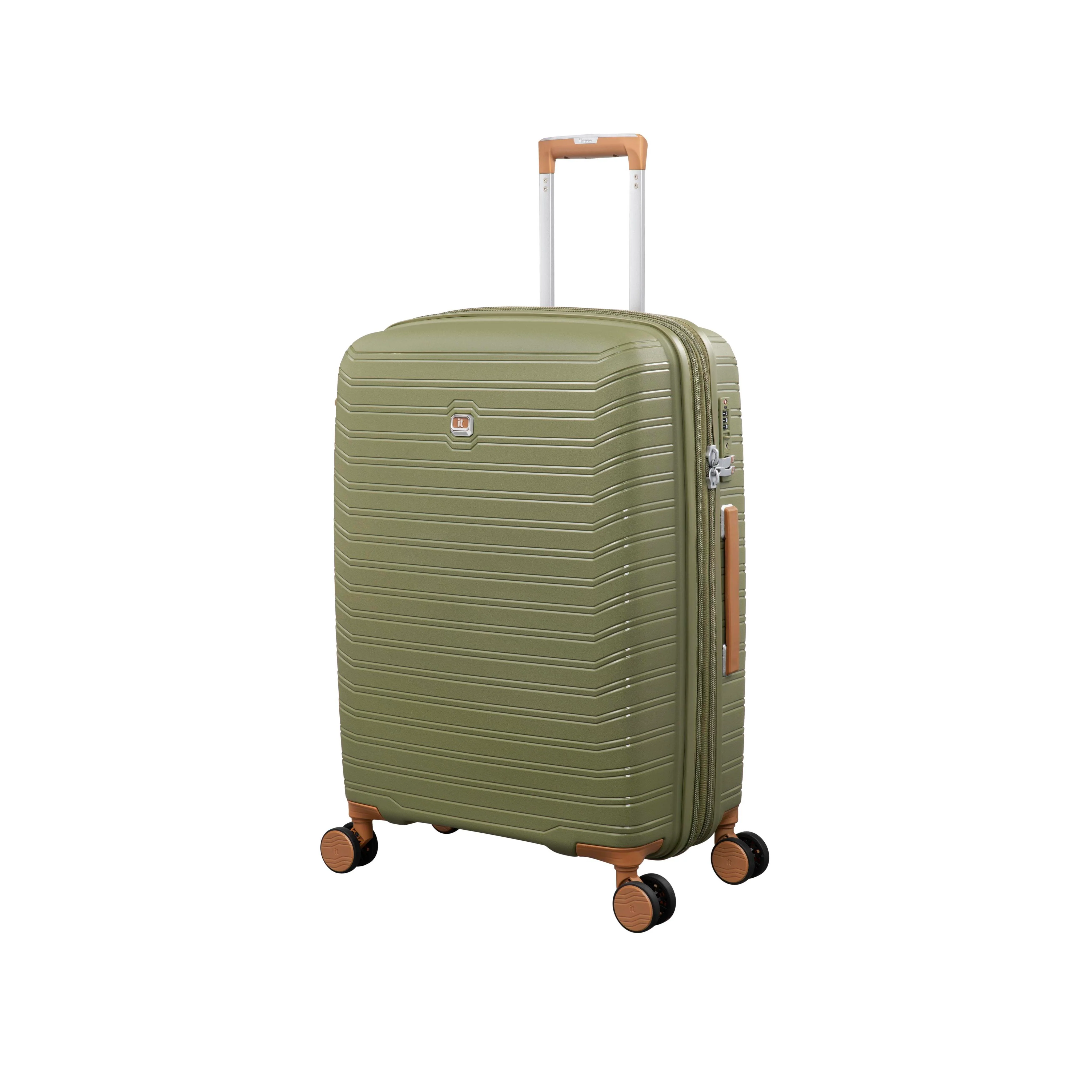 Continuous 4 Piece Hardside Expandable 8 Wheel Spinner Luggage Set (Olive Drab) - Image 6