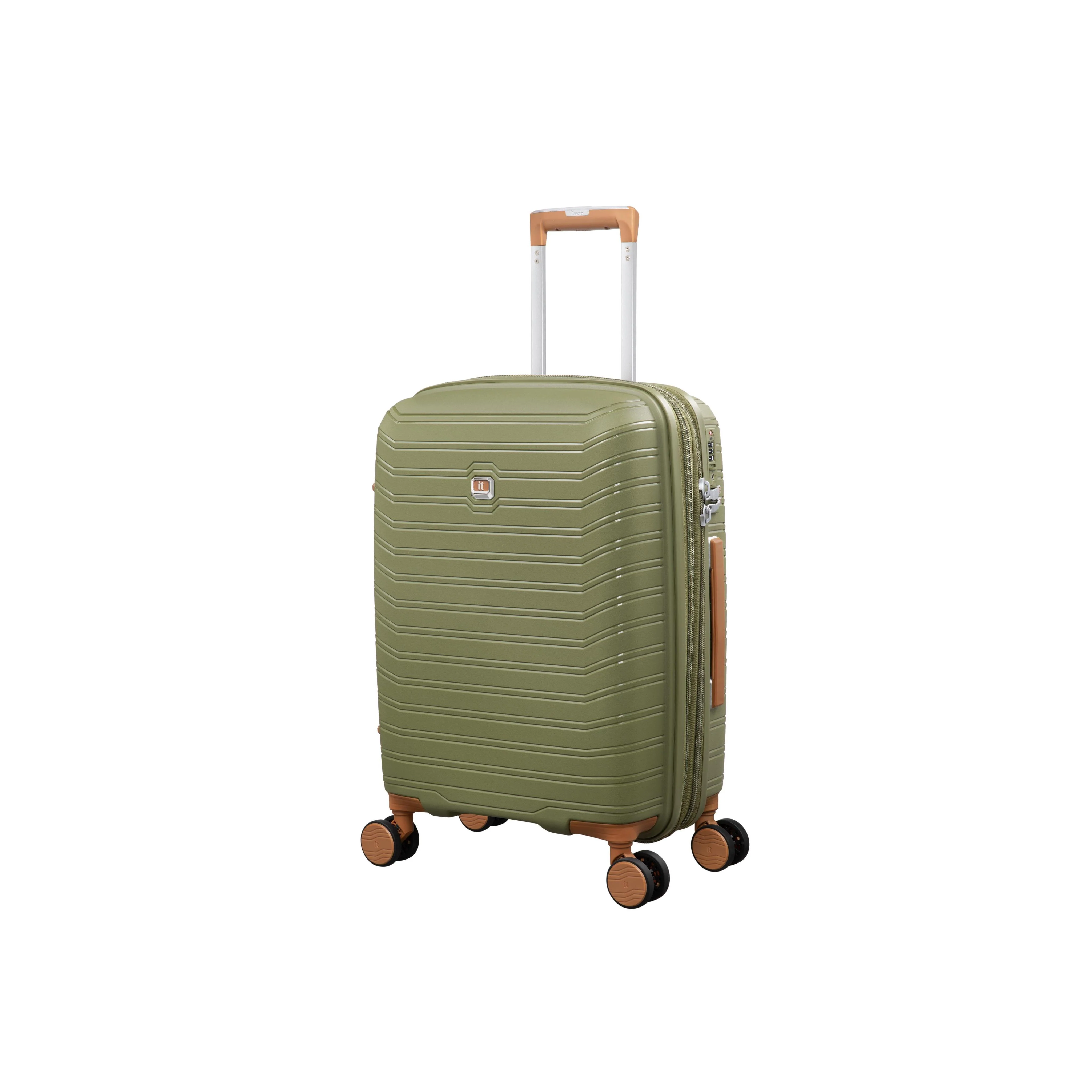 Continuous 4 Piece Hardside Expandable 8 Wheel Spinner Luggage Set (Olive Drab) - Image 7