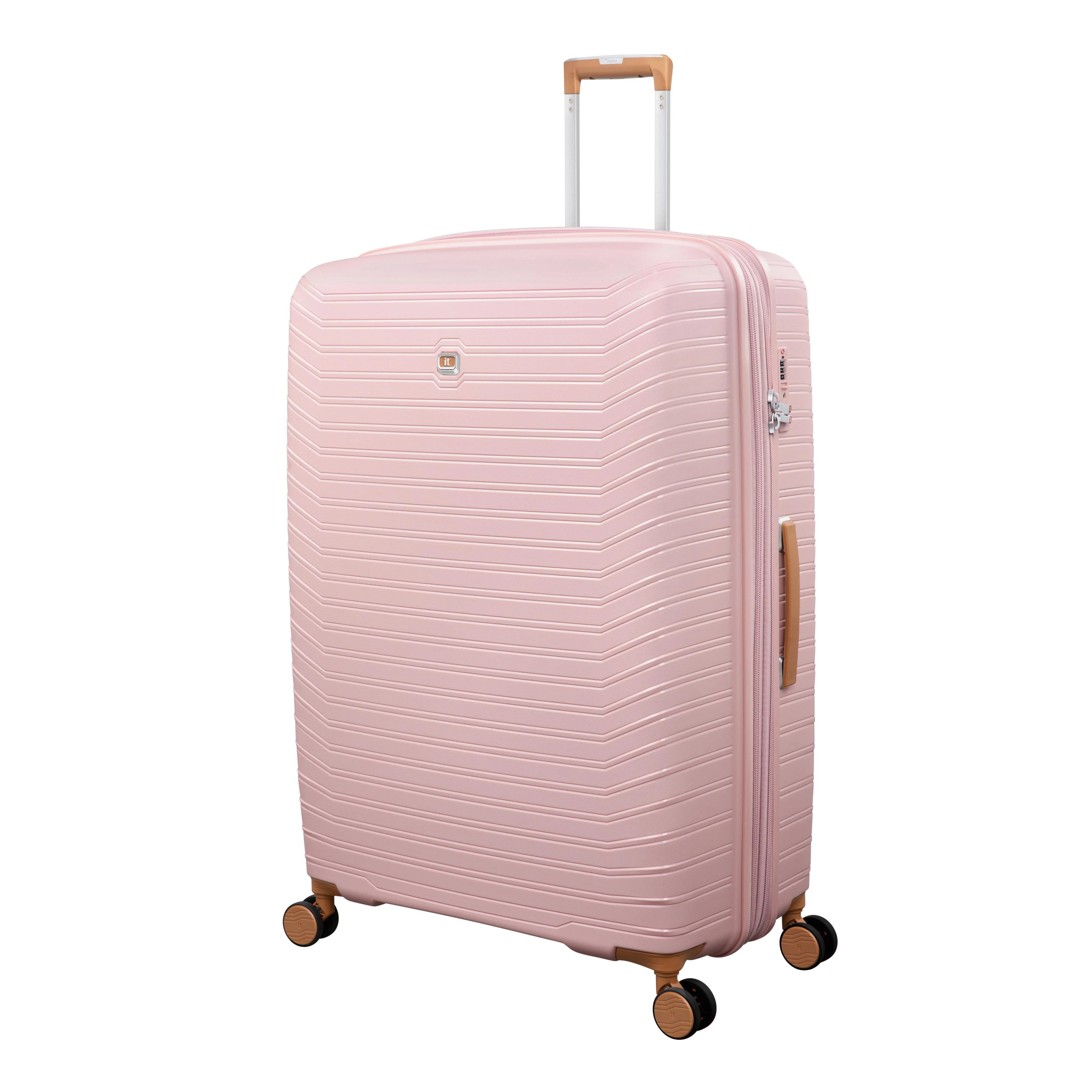 Continuous 4 Piece Hardside Expandable 8 Wheel Spinner Luggage Set (Peach Whip) - Image 4