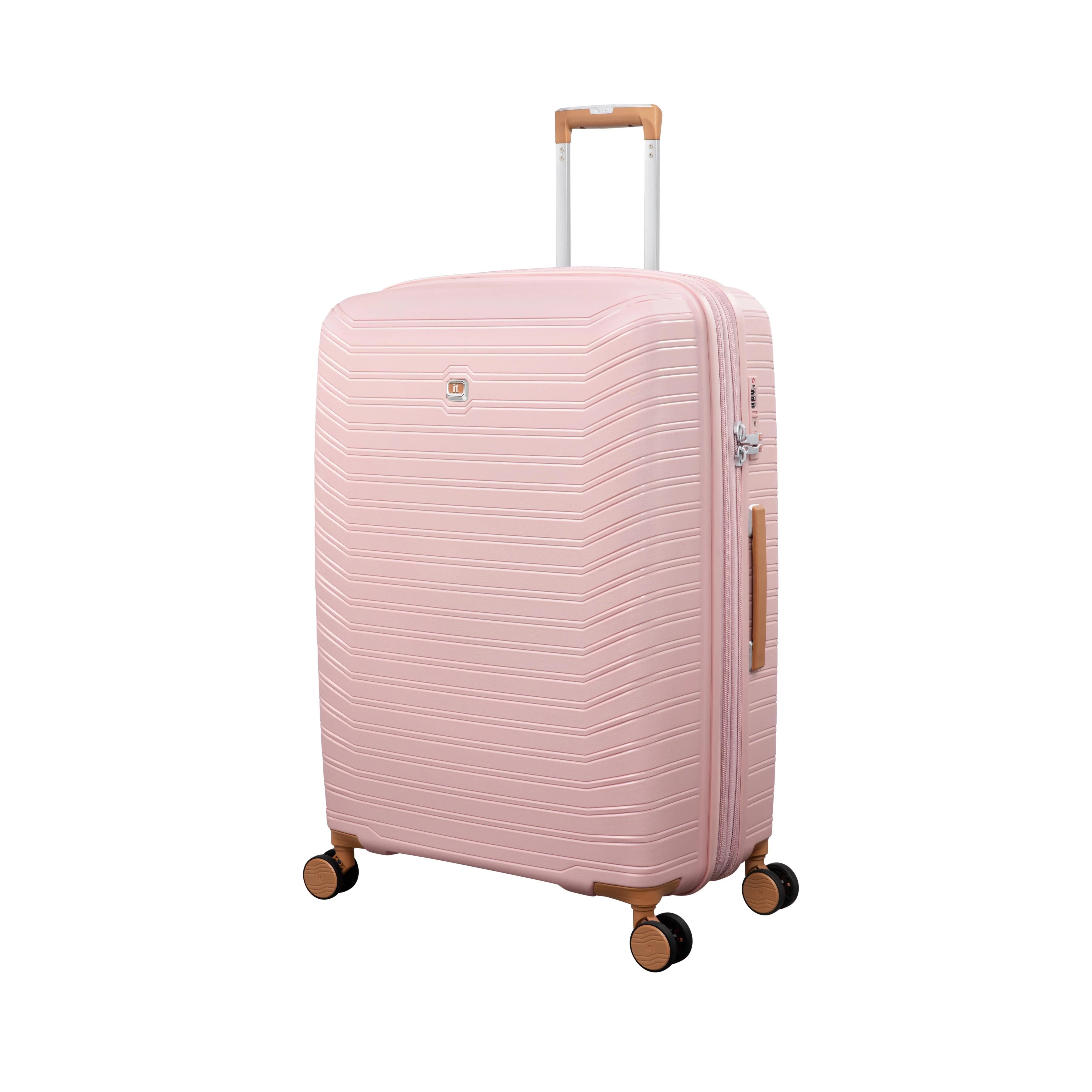 Continuous 4 Piece Hardside Expandable 8 Wheel Spinner Luggage Set (Peach Whip) - Image 5