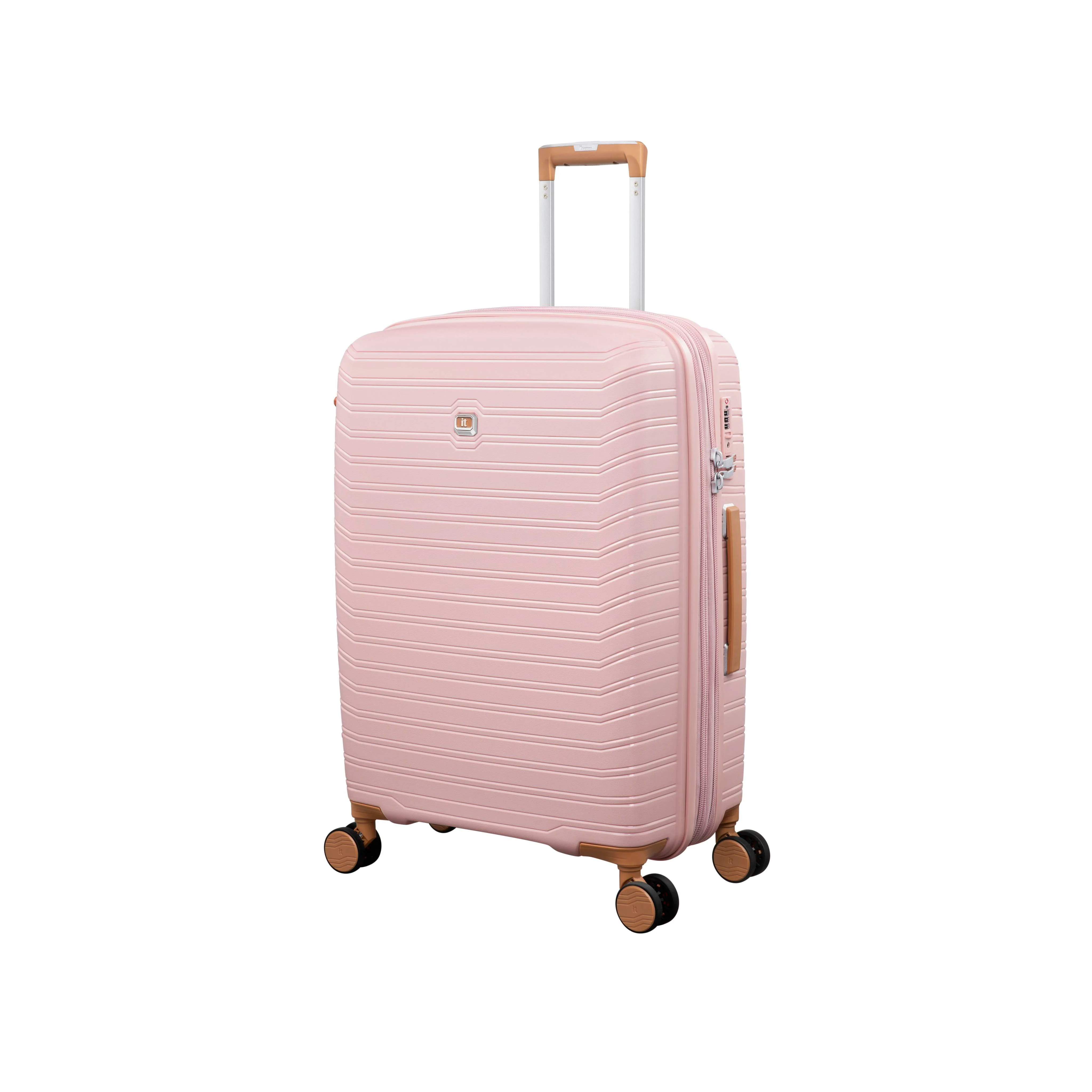 Continuous 4 Piece Hardside Expandable 8 Wheel Spinner Luggage Set (Peach Whip) - Image 6