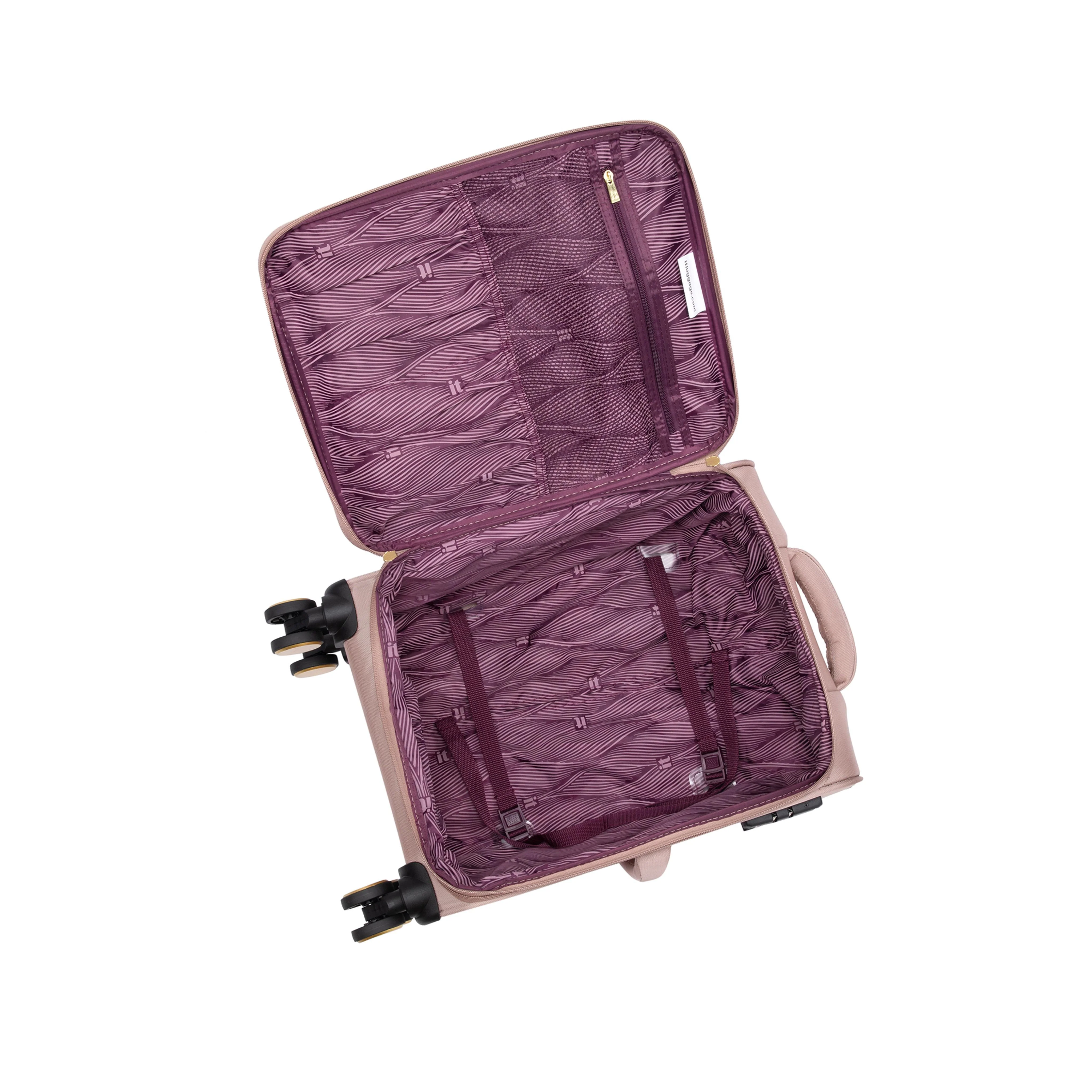 Glimmering 3 Piece Softside 8 Wheel Spinner Luggage Set (Mink Gold) - Image 12