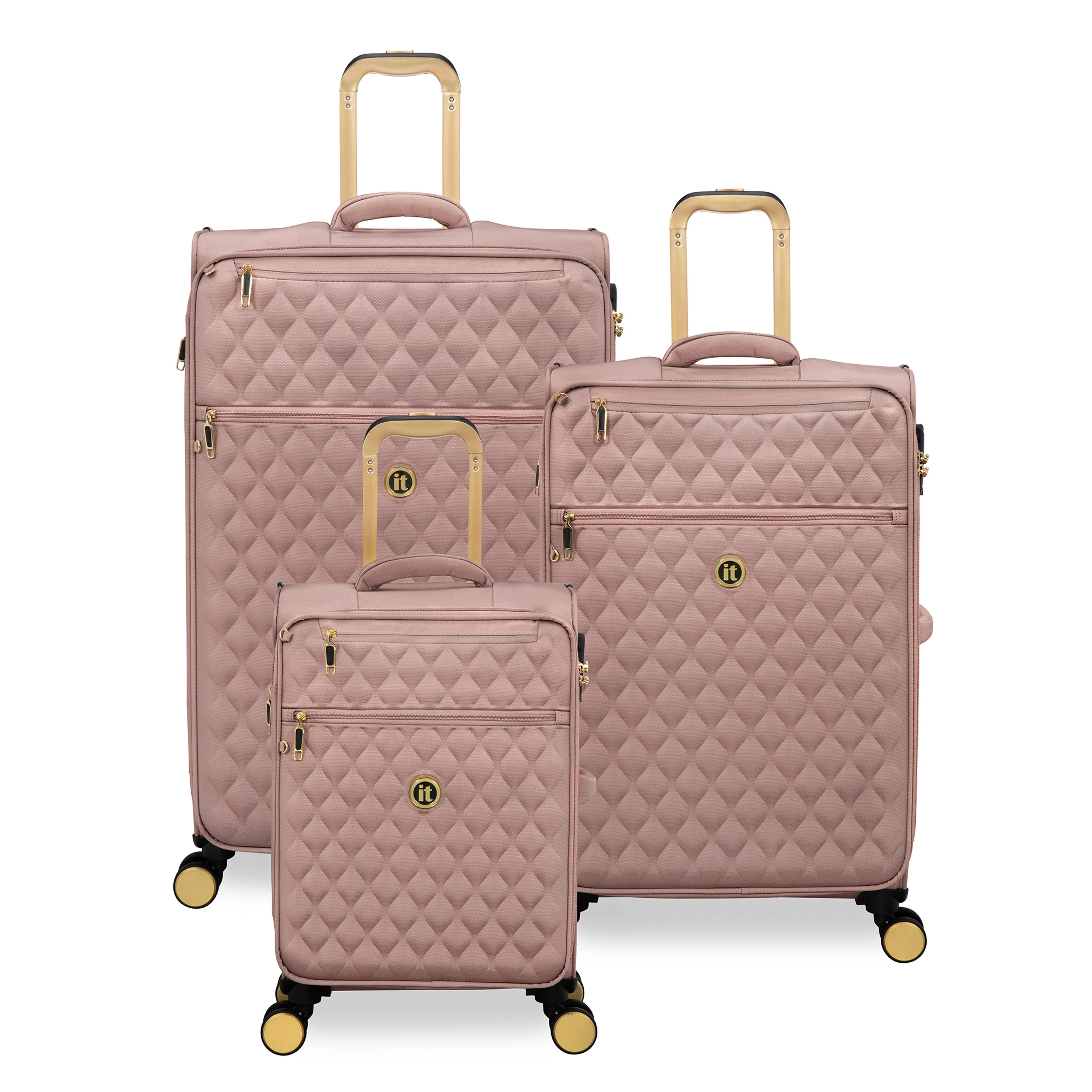 Glimmering 3 Piece Softside 8 Wheel Spinner Luggage Set (Mink Gold) - Image 15