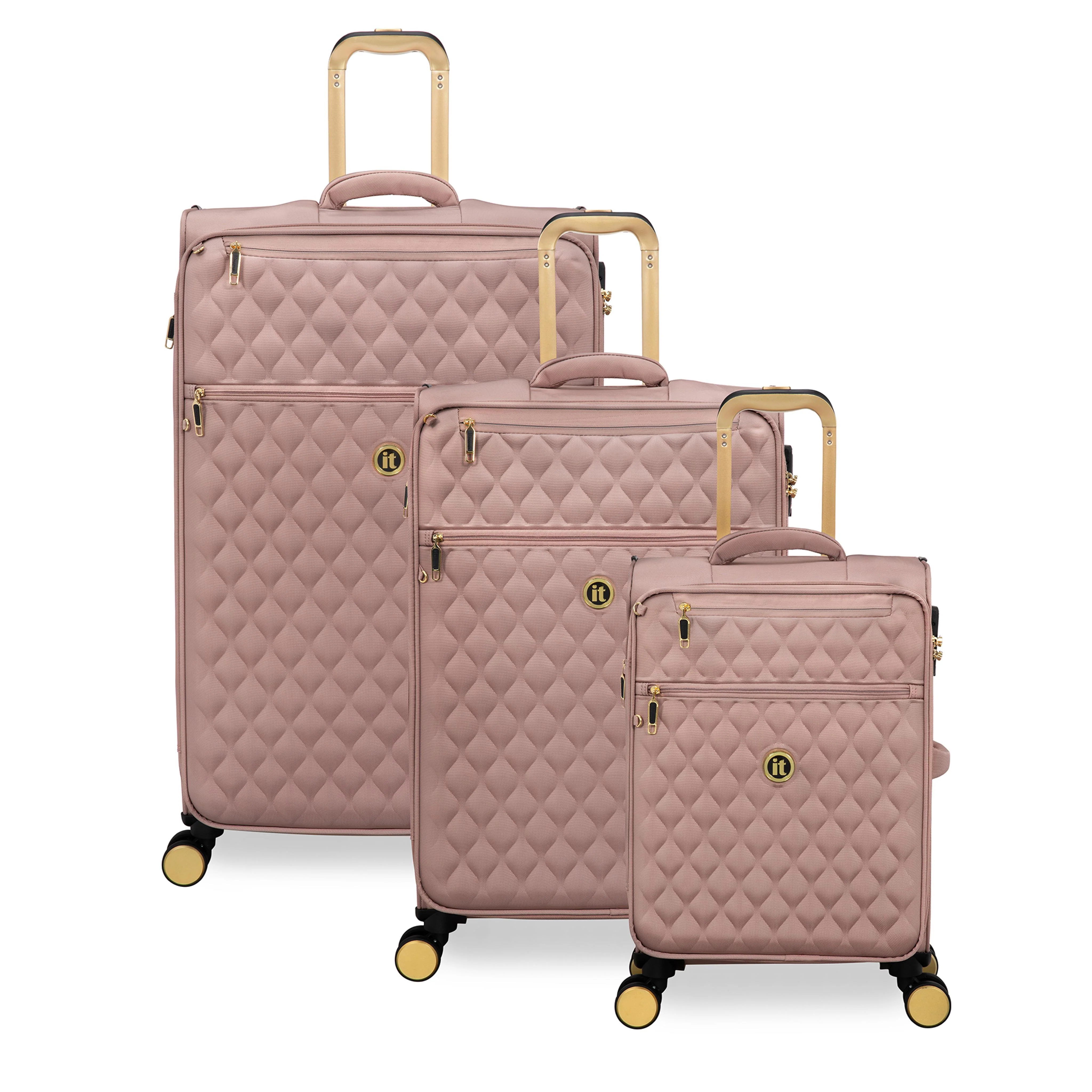 Glimmering 3 Piece Softside 8 Wheel Spinner Luggage Set (Mink Gold) - Image 16