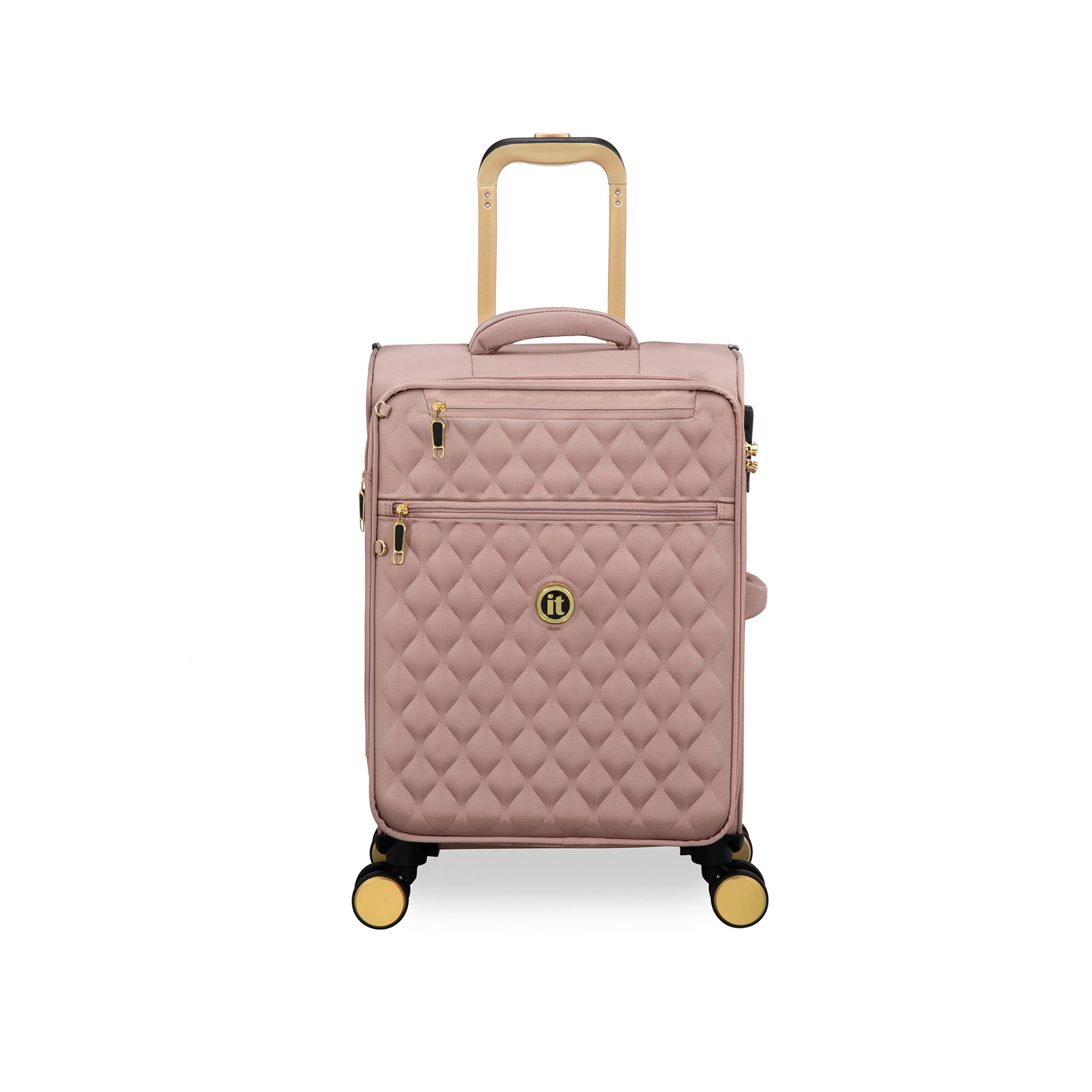 Glimmering 3 Piece Softside 8 Wheel Spinner Luggage Set (Mink Gold) - Image 3