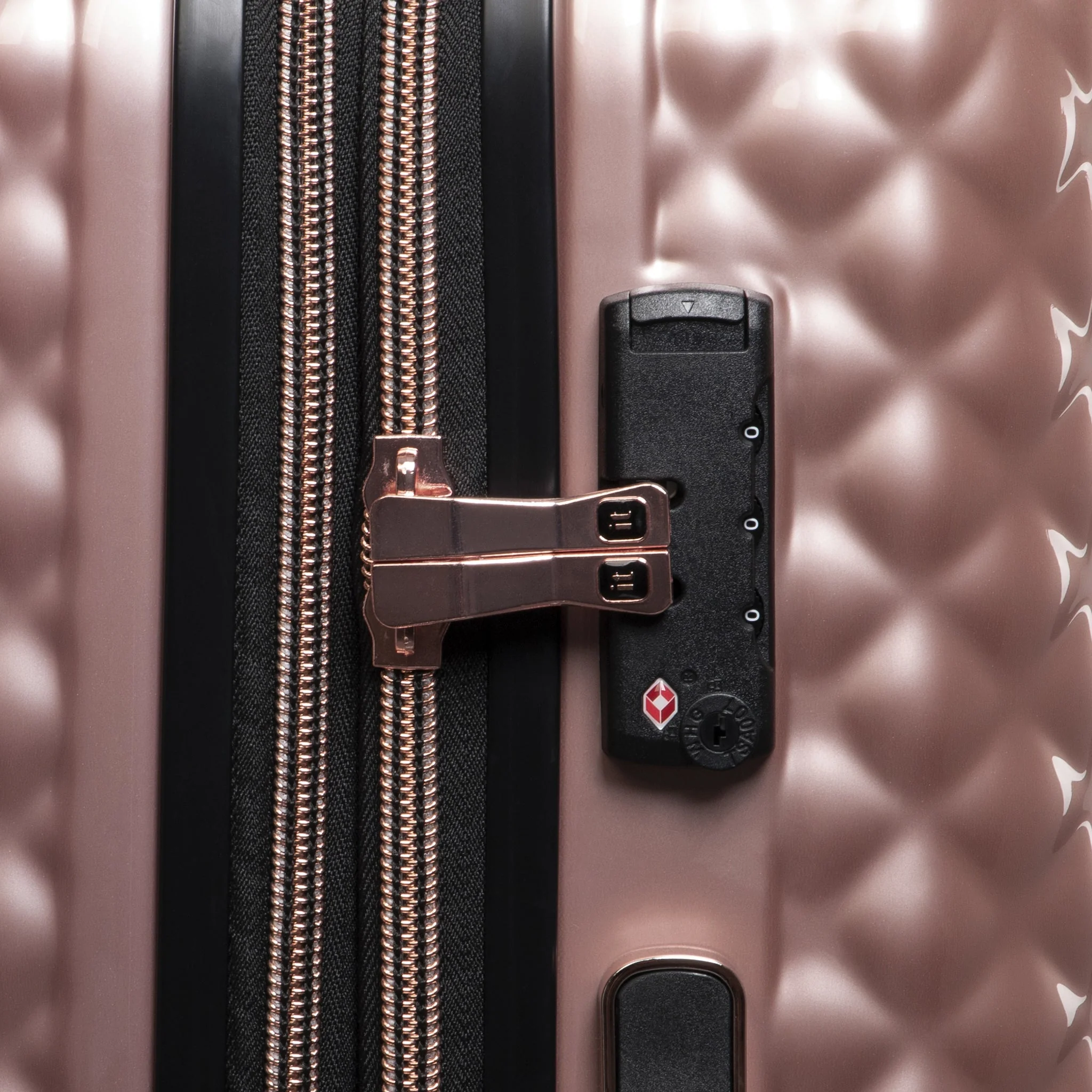 Glitzy 27" Hardside Checked 8 Wheel Expandable Spinner (Metallic Rose Gold) - Image 6