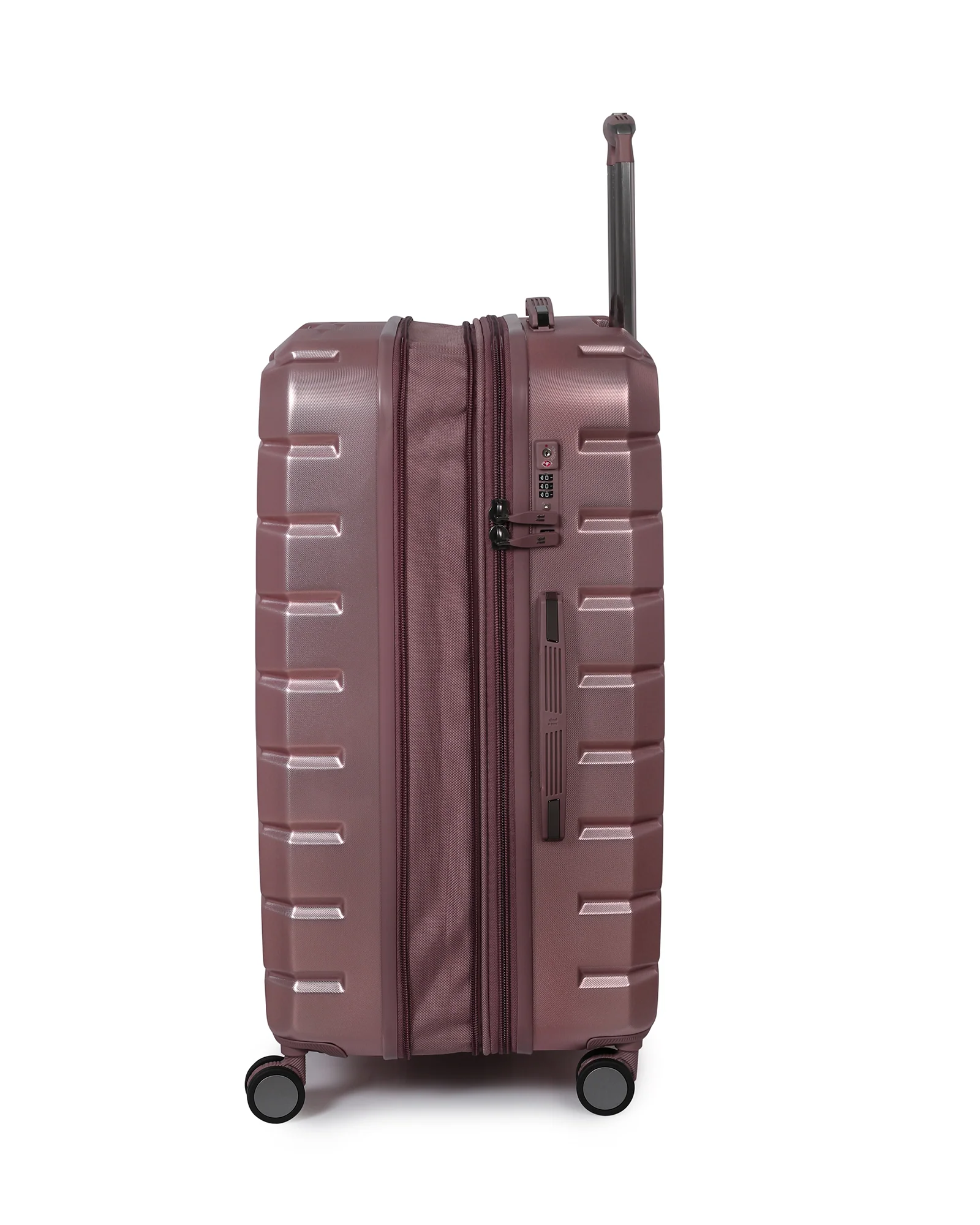 CLOSEOUT - Prosperous Metallic 28" Hardside Checked 8 Wheel Expandable Spinner (Metallic Pink) - Image 4