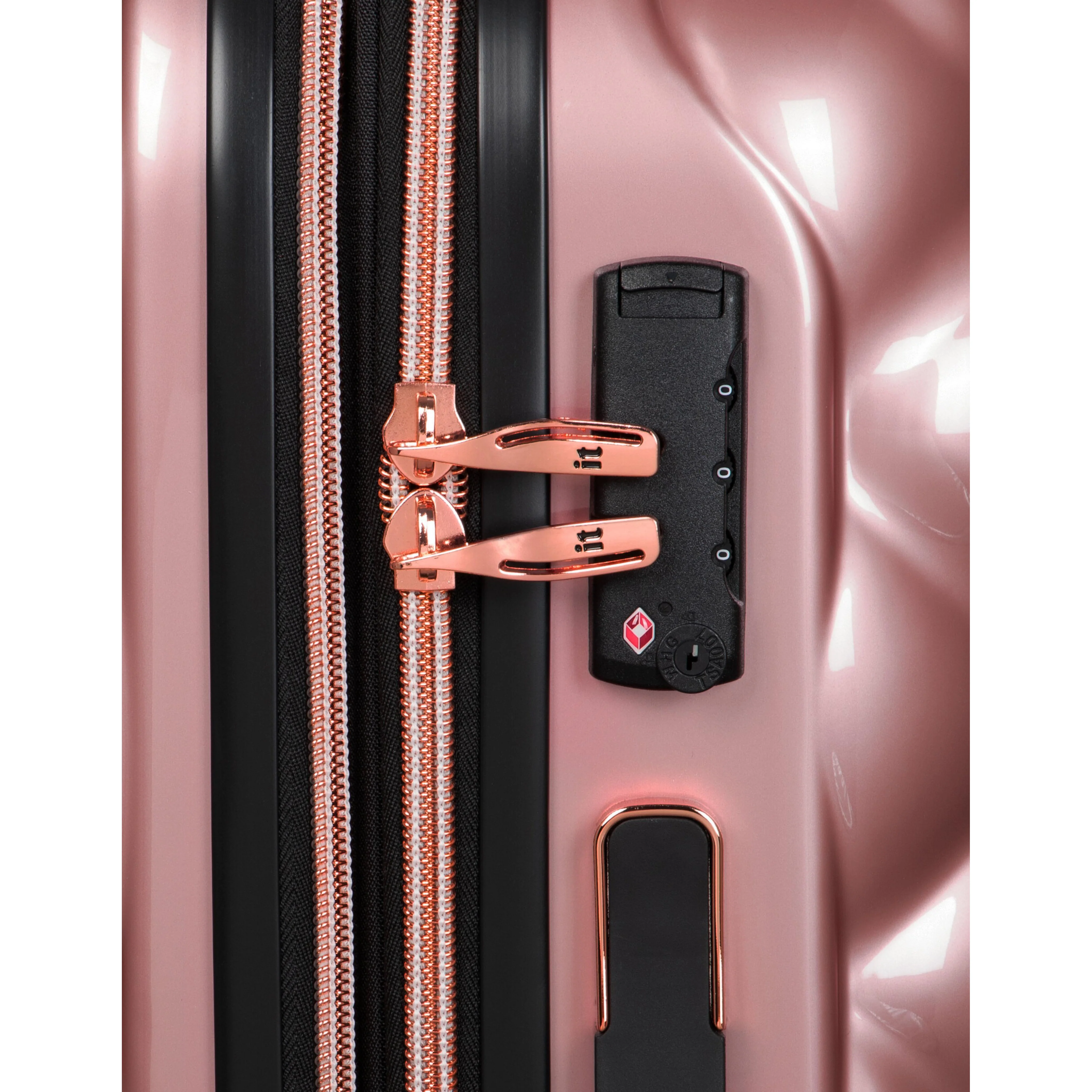CLOSEOUT - St. Tropez Trois Hardside 3pc 8 Wheel Expandable Spinner Set (Metallic Rose Gold) - Image 10