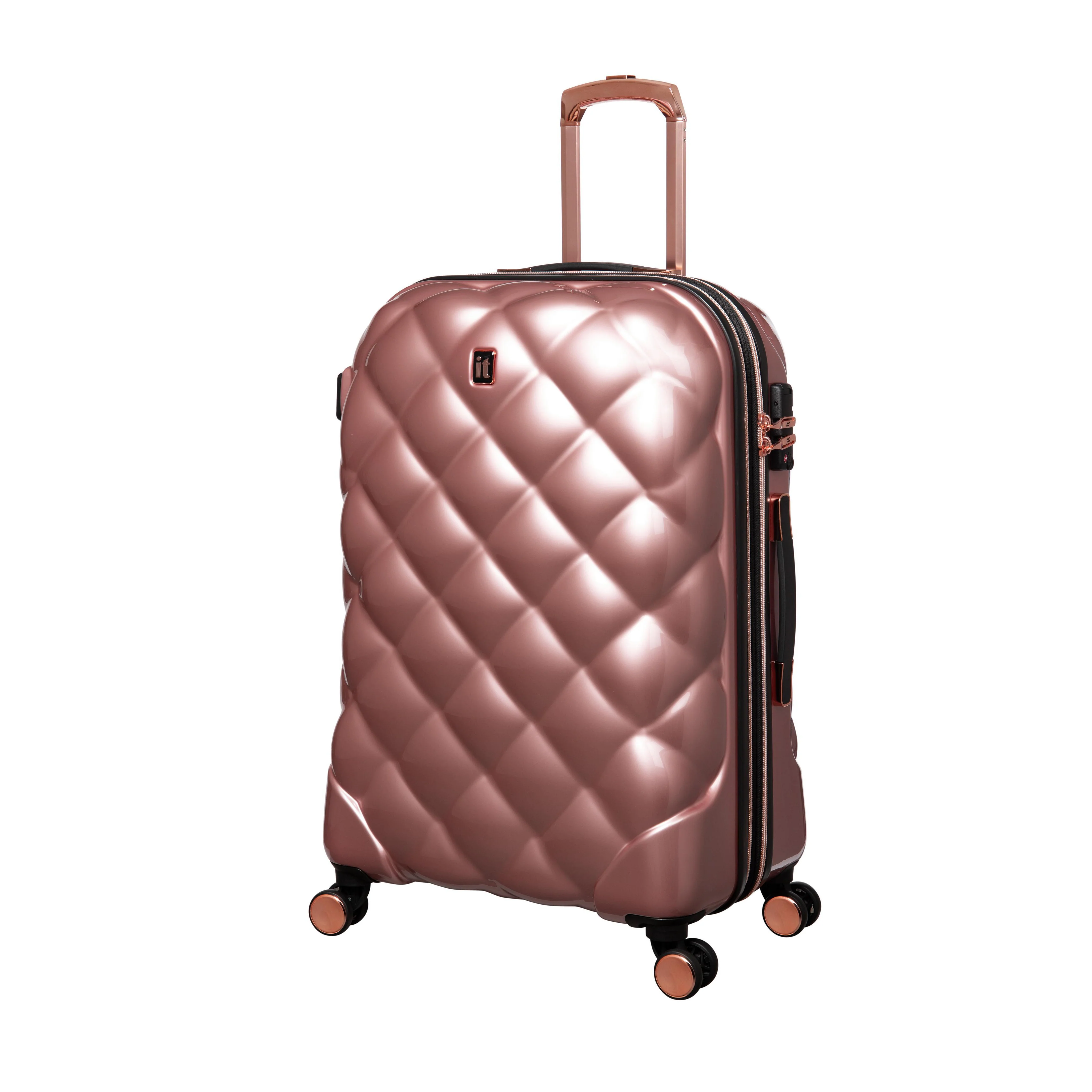 CLOSEOUT - St. Tropez Trois Hardside 3pc 8 Wheel Expandable Spinner Set (Metallic Rose Gold) - Image 3