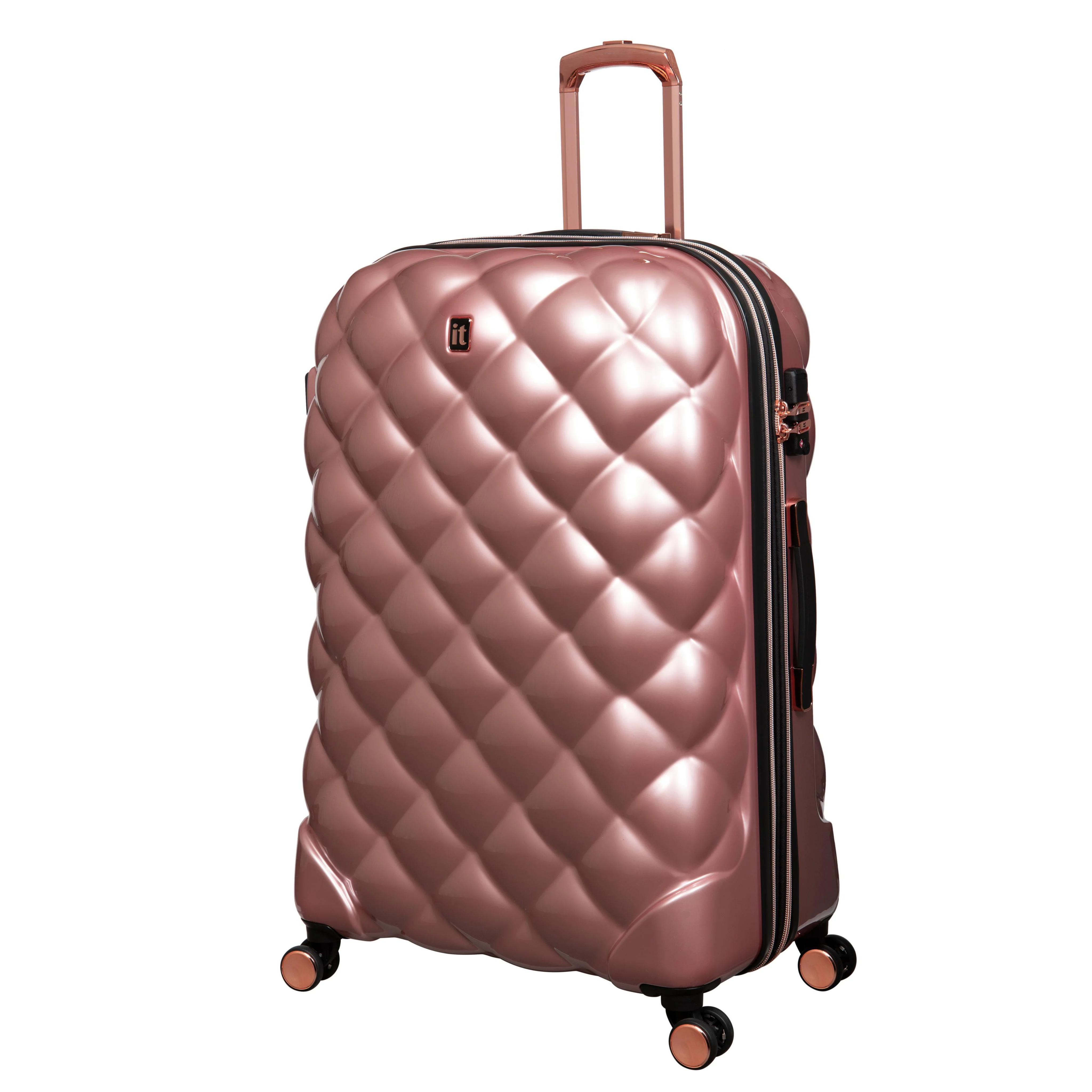 CLOSEOUT - St. Tropez Trois Hardside 3pc 8 Wheel Expandable Spinner Set (Metallic Rose Gold) - Image 4